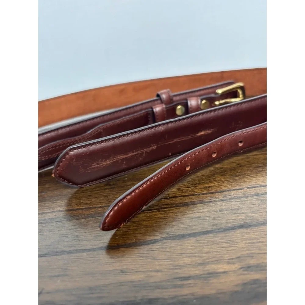 Mens Ranger Belt Genuine Leather Oxblood Brown Brass Buckle Western Size 44